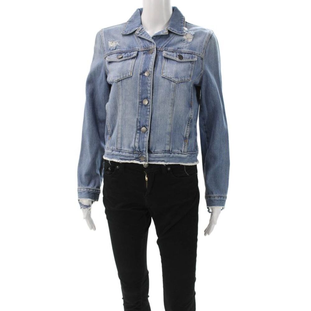 Nobody Denim Unisex Denim Jacket Blue Distressed Button Size S